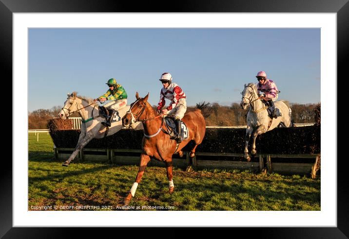 Horse racing at Doncaster  Framed Mounted Print by GEOFF GRIFFITHS
