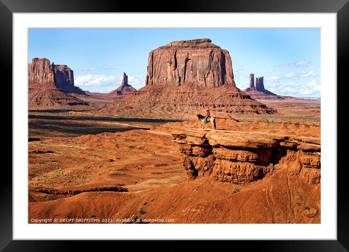 Cowboy Monument valley Framed Mounted Print by GEOFF GRIFFITHS