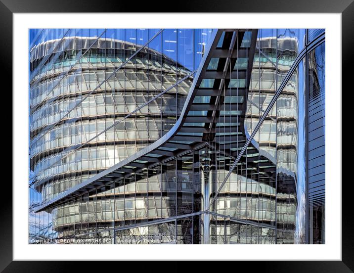 City Hall reflection London Framed Mounted Print by GEOFF GRIFFITHS