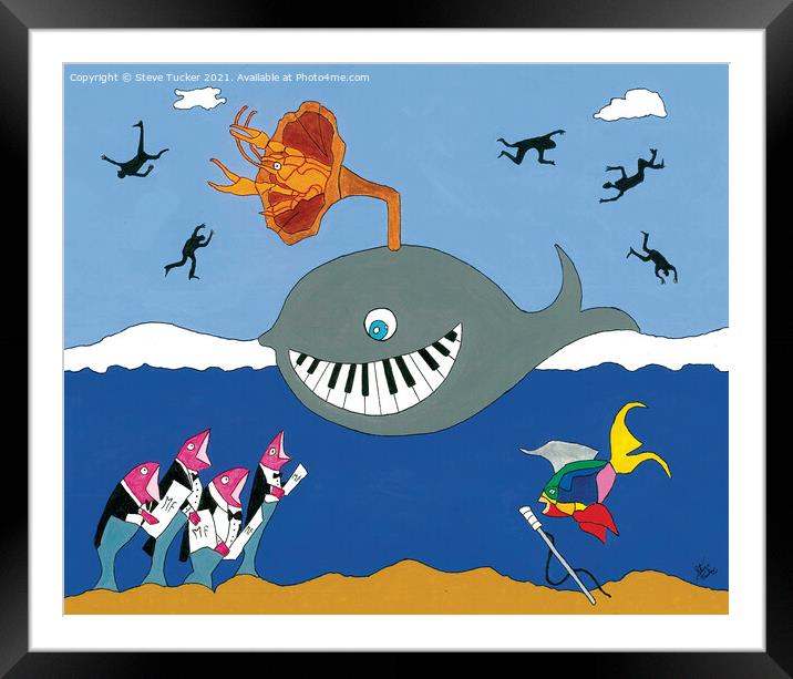 Whale Piano Musical Fish collection Framed Mounted Print by Steve Tucker