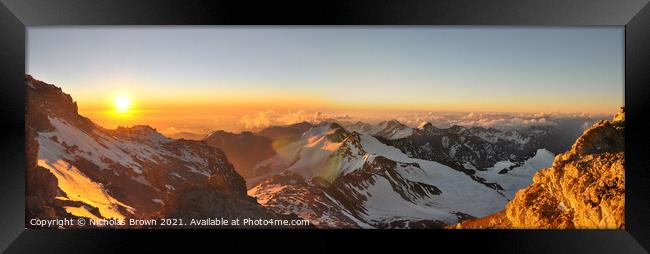 Sunset from Camp 3, Aconcagua, Argentina Framed Print by Nicholas Brown