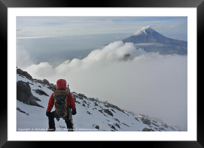 View from Iztaccíhuatl to Popocatépetl Framed Mounted Print by Nicholas Brown