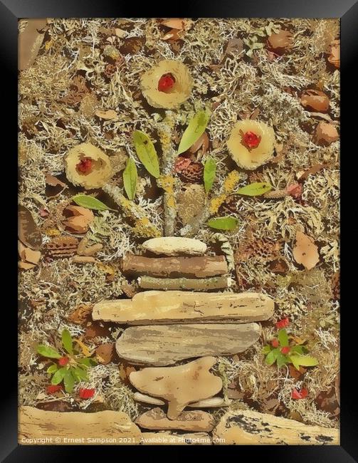 Abstract Floral Organic Collage Framed Print by Ernest Sampson