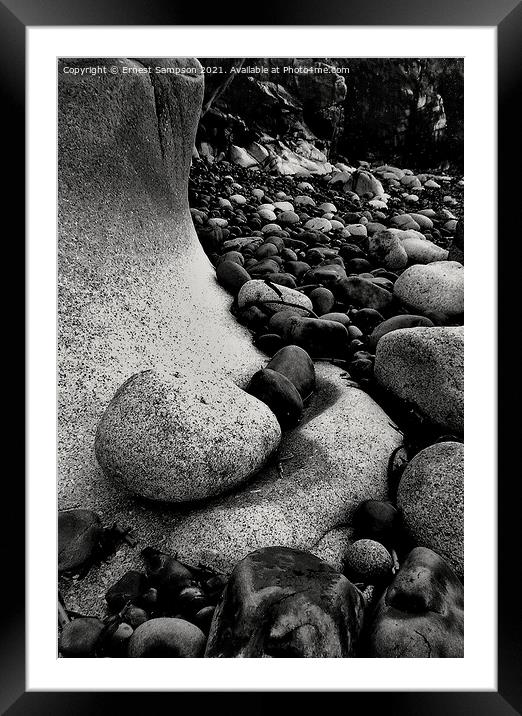 Pebbled Beach at Cot Valley Cove, St Just Cornwall Framed Mounted Print by Ernest Sampson