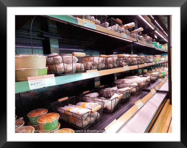 sandwiches salad and other brown bread displayed for sale in Charles de Gaulle Airport France Framed Mounted Print by Anish Punchayil Sukumaran
