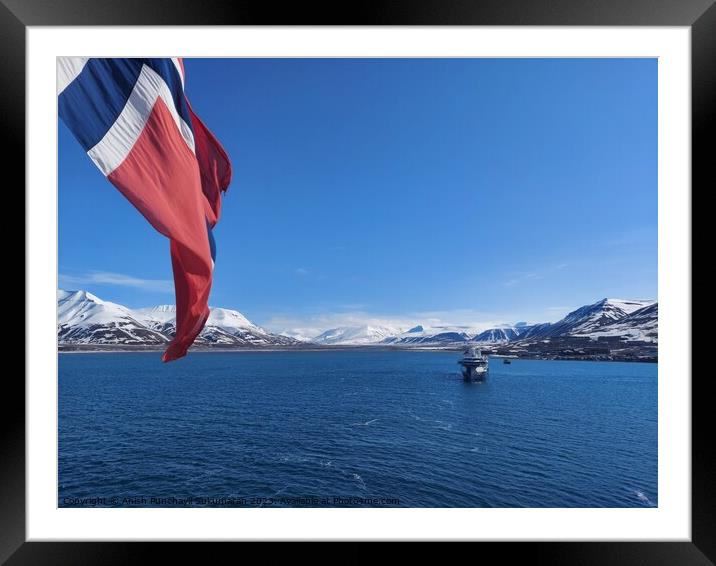 Norwegian Winter: Majestic Mountain Flag in Blue Sky a view from svalbard and jan mayen Framed Mounted Print by Anish Punchayil Sukumaran