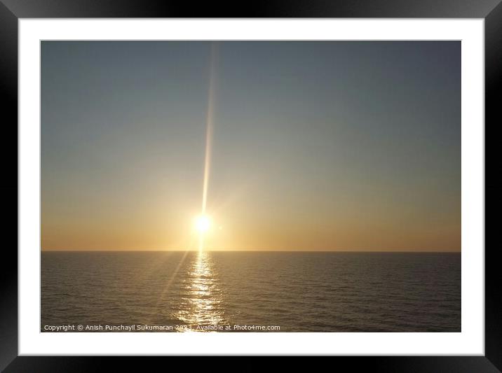 golden sunset and clam sea a view from norway Framed Mounted Print by Anish Punchayil Sukumaran