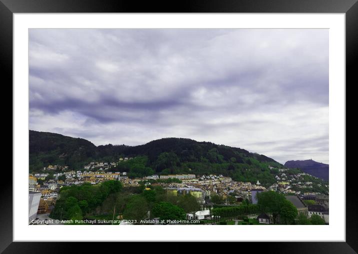Bergen's charming architecture, rolling hills, and peaceful landscape. Framed Mounted Print by Anish Punchayil Sukumaran