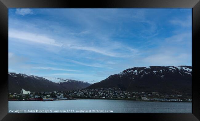 Snowy Tranquil Mountain Lake in Tromso, Norway Framed Print by Anish Punchayil Sukumaran