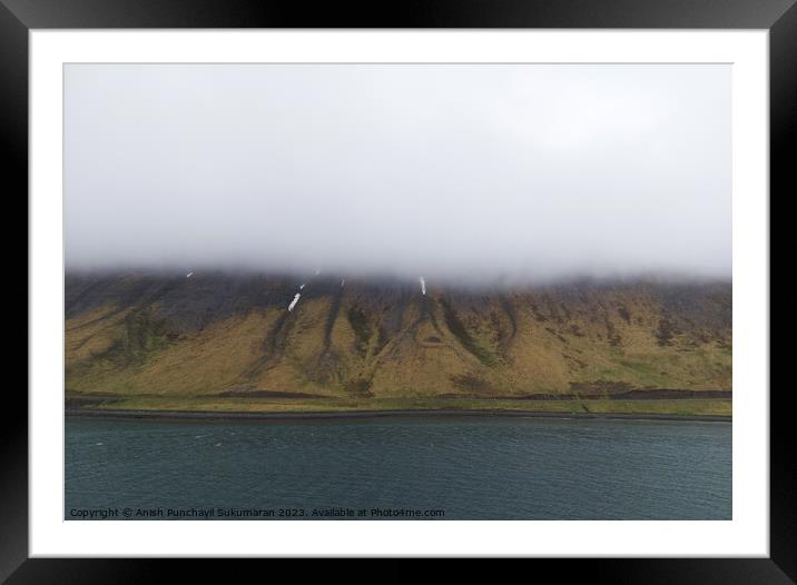 Tranquil Scene Amidst Icelandic Fog and Nature Beauty Framed Mounted Print by Anish Punchayil Sukumaran