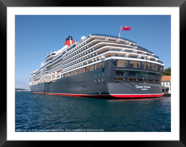 Oslo Norway beautiful Queen Victoria ship docked in Oslo port Framed Mounted Print by Anish Punchayil Sukumaran