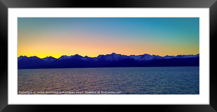 beautiful sunrise and snow wrapped mountains Framed Mounted Print by Anish Punchayil Sukumaran