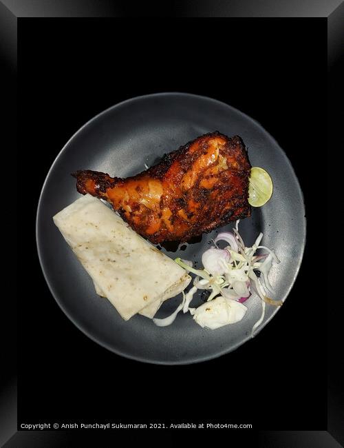 Fleshly cook barbecue chicken with rumali roti and mixed salad Framed Print by Anish Punchayil Sukumaran