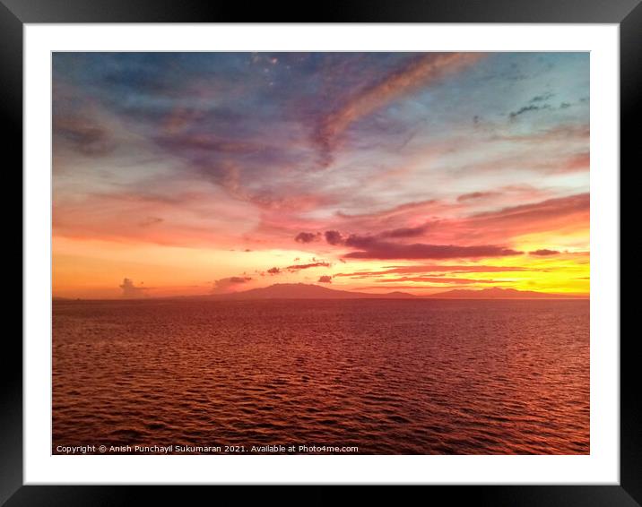 sunset in manila bay orange sky Framed Mounted Print by Anish Punchayil Sukumaran