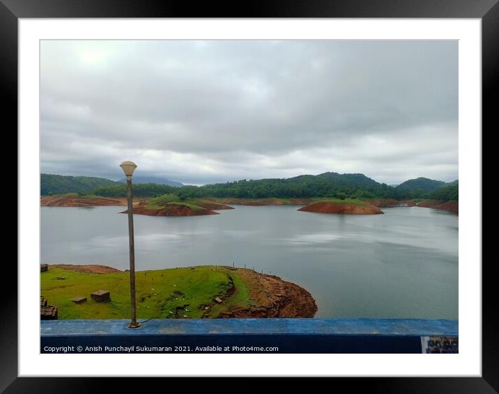 a view of kulamavu dam  in kerala India Framed Mounted Print by Anish Punchayil Sukumaran