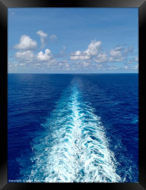 path of a cruise ship blue sky Framed Print by Anish Punchayil Sukumaran