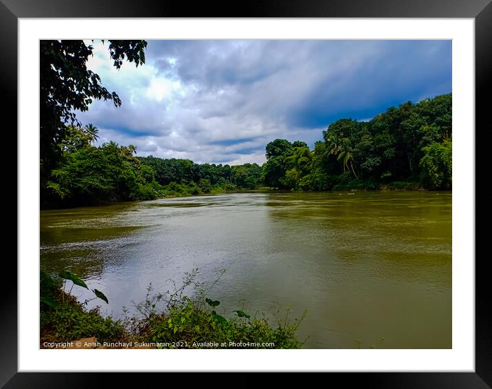 cloudy sky and Beautiful a river in Kerala India Framed Mounted Print by Anish Punchayil Sukumaran