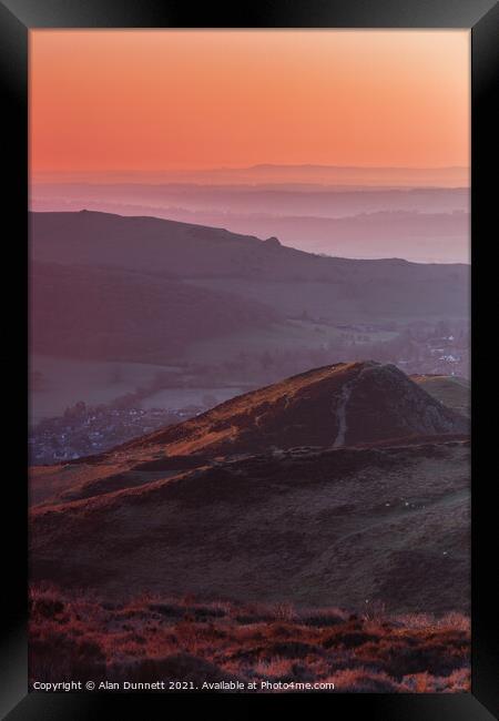 Sunrise over the Shropshire Hills Framed Print by Alan Dunnett