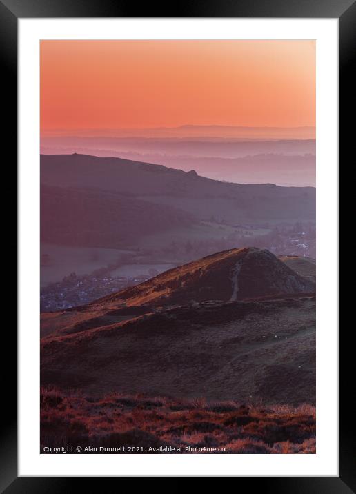 Sunrise over the Shropshire Hills Framed Mounted Print by Alan Dunnett
