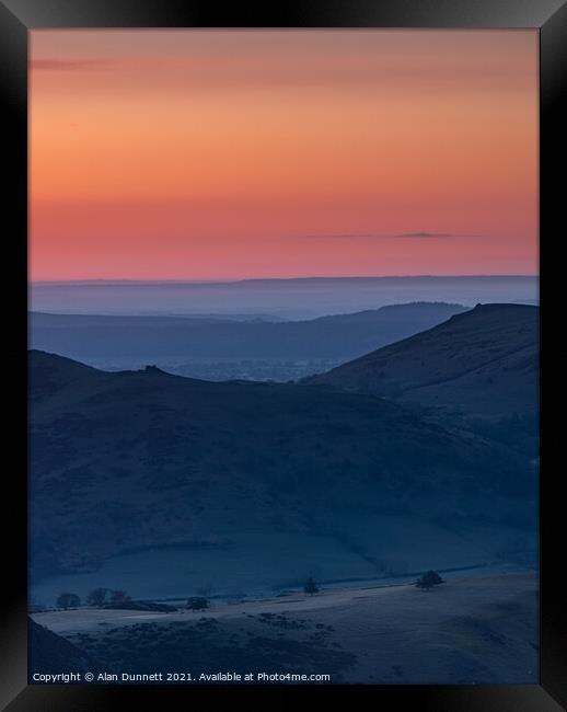 Early sunrise over the Shropshire Hills Framed Print by Alan Dunnett
