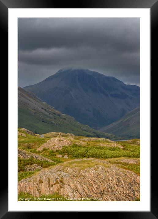 Great Gable in shadow Framed Mounted Print by Alan Dunnett