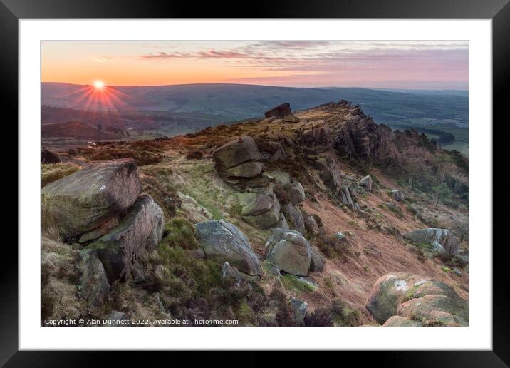 Roaches sunrise Framed Mounted Print by Alan Dunnett