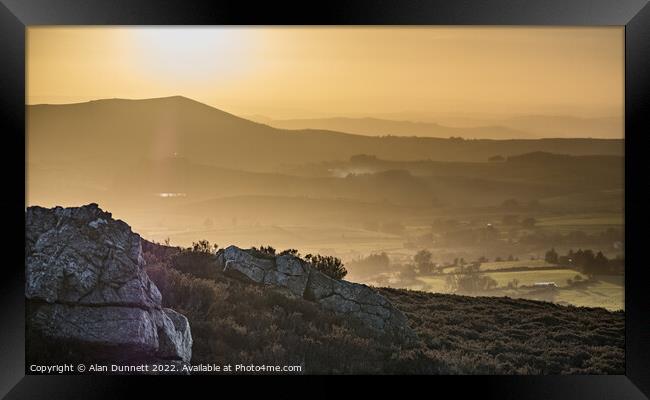  Pre Sunset from Stiperstones, Shropshire Framed Print by Alan Dunnett