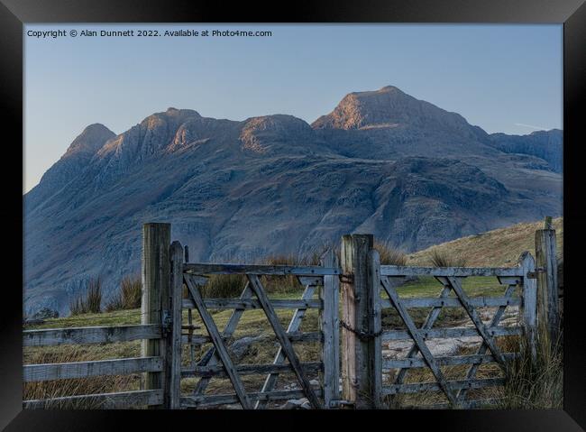 Majestic Gate to the Langdale Pikes Framed Print by Alan Dunnett