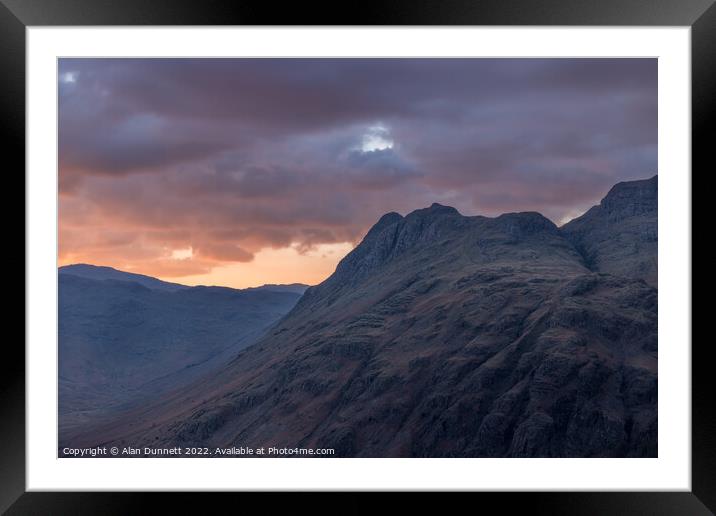 Bedtime for the Langdale Pikes Framed Mounted Print by Alan Dunnett