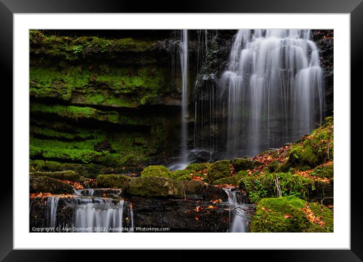 Scaleber Moss cliff and waterfall Framed Mounted Print by Alan Dunnett
