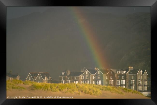 Barmouth rainbow Framed Print by Alan Dunnett