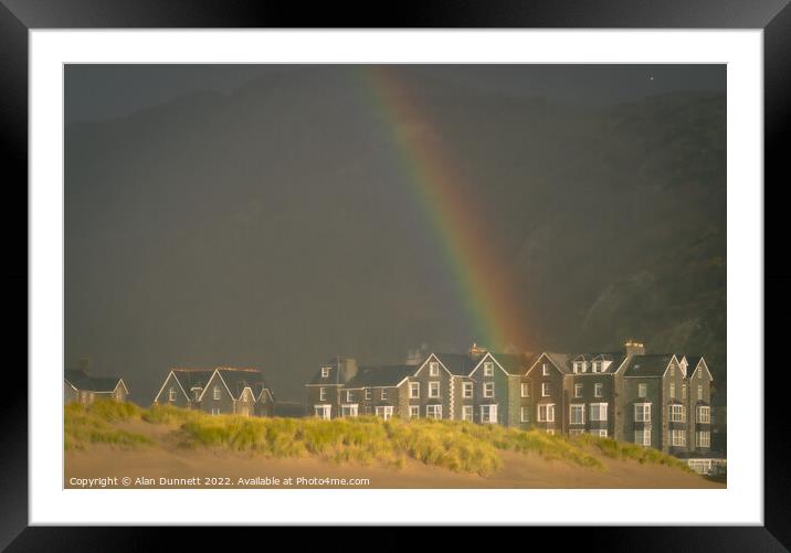 Barmouth rainbow Framed Mounted Print by Alan Dunnett