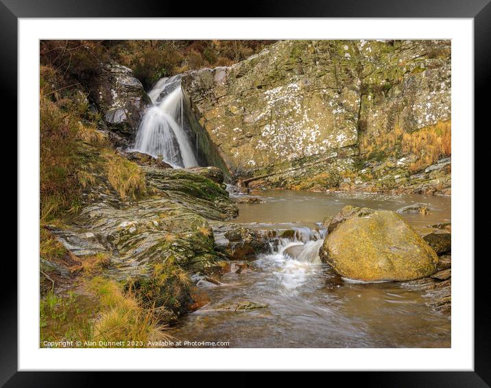 Rhiwargor Waterfall lower Framed Mounted Print by Alan Dunnett