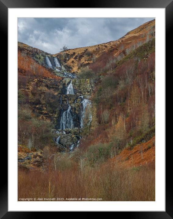 Pistyll Rhyd-y-meinciau (Rhiwargor Waterfalls) Framed Mounted Print by Alan Dunnett