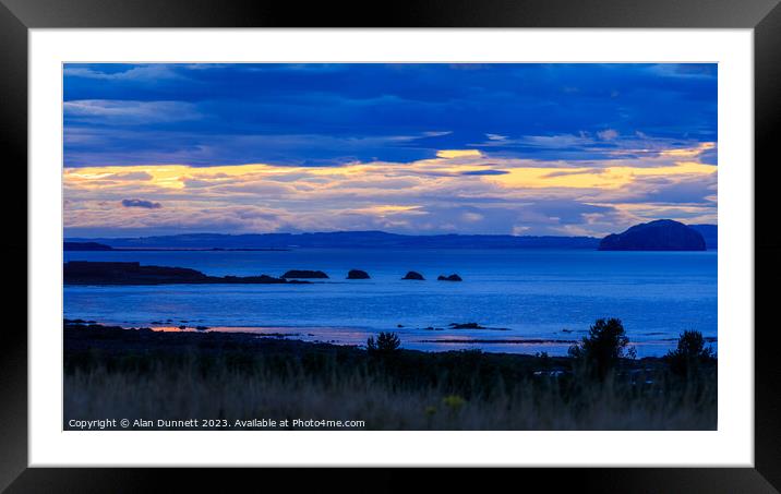 Sunset at Bass Rock. Heavenly Assemblage Over the  Framed Mounted Print by Alan Dunnett
