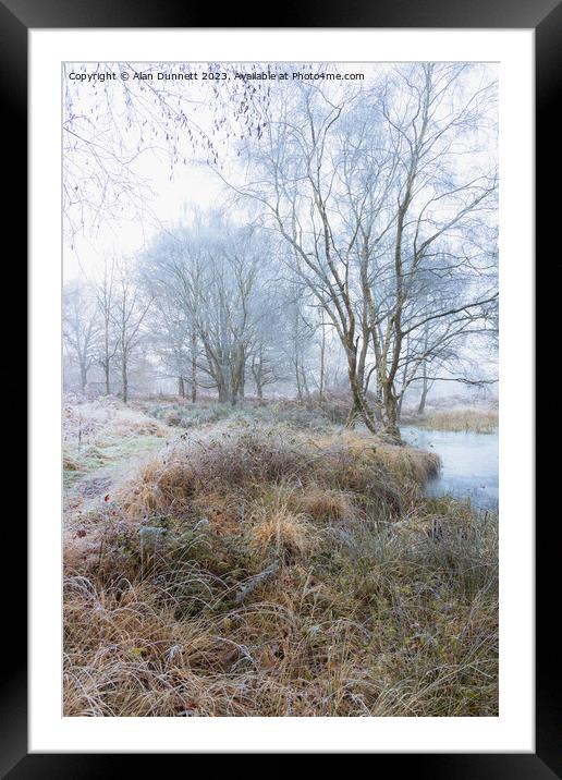 Frozen woodland path Framed Mounted Print by Alan Dunnett