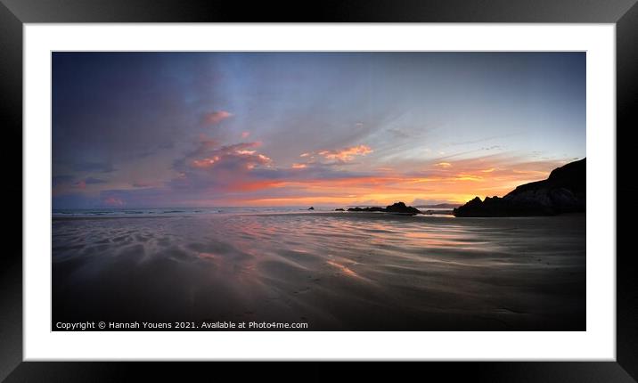 Sunset At Whitsand Bay Framed Mounted Print by Hannah Youens