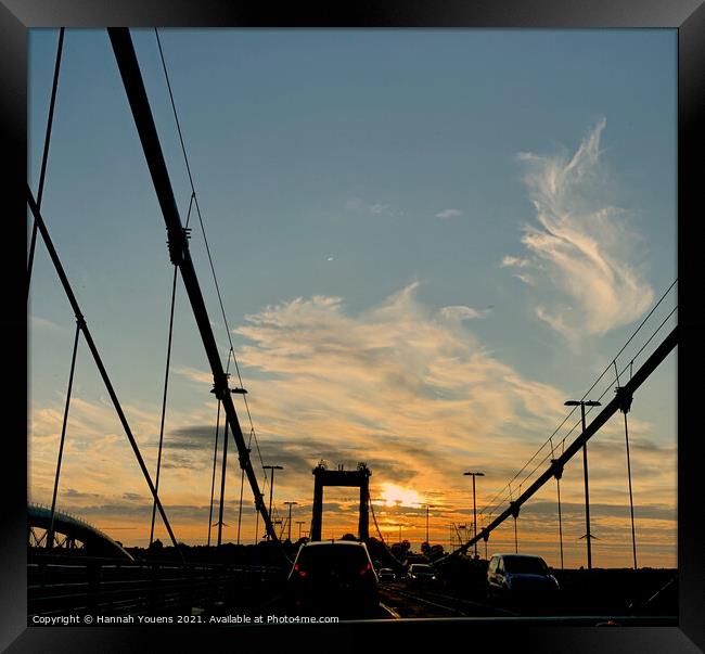 Tamar Bridge at Sunset Framed Print by Hannah Youens