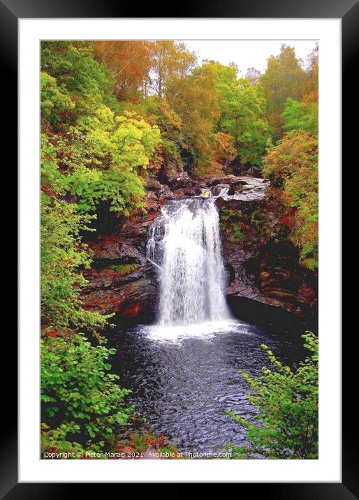 Waterfall in Scotland Framed Mounted Print by Pieter Marais