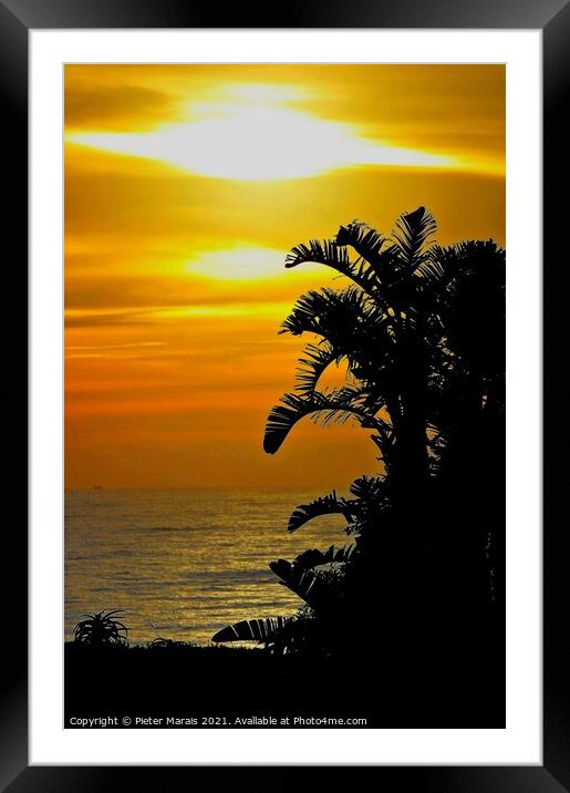 Sunset over the ocean Jeffreys Bay South Africa Framed Mounted Print by Pieter Marais