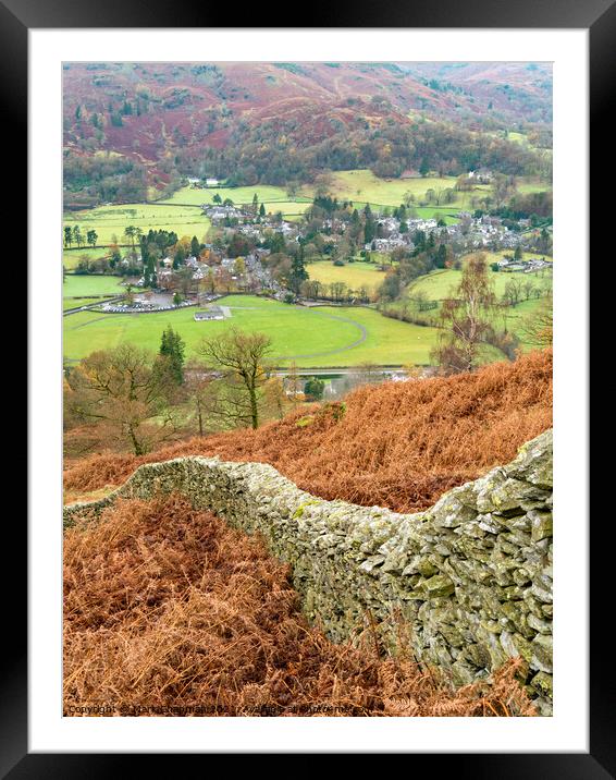 Grasmere village from Grey Crag, Cumbria Framed Mounted Print by Photimageon UK