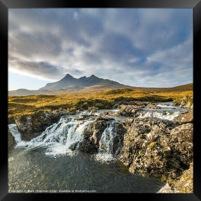 Allt Dearg Mor waterfall and Black Cuillin mountains, Skye Framed Print by Photimageon UK
