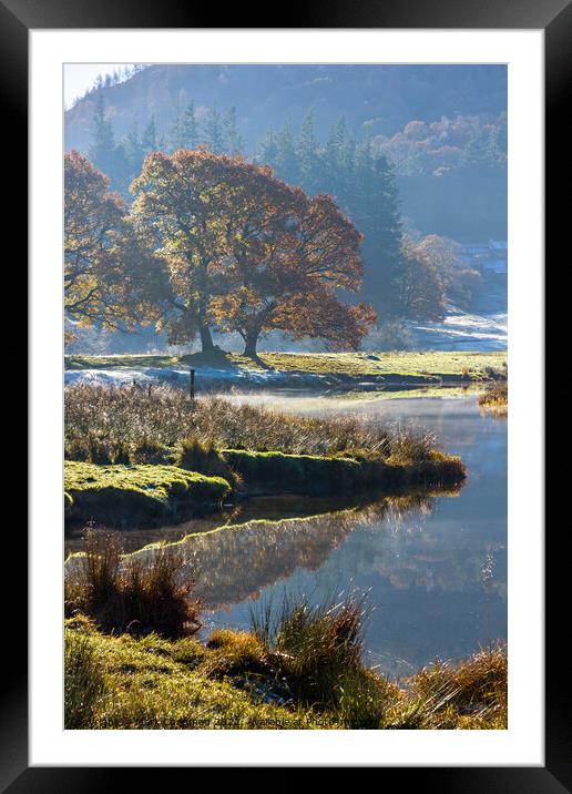 River Brathay on cold Autumn morning, Cumbria Framed Mounted Print by Photimageon UK