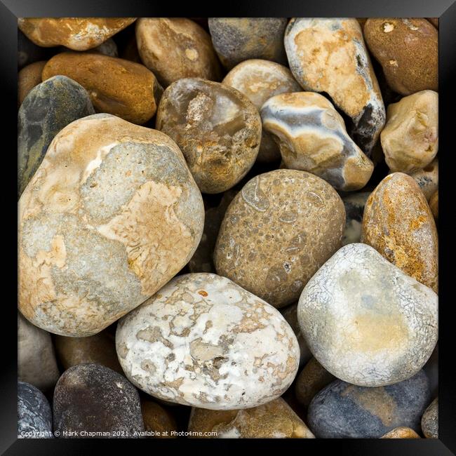 Colourful flint beach pebbles, Eastbourne, England Framed Print by Photimageon UK