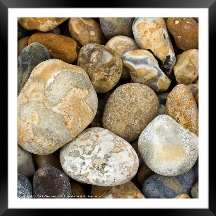 Colourful flint beach pebbles, Eastbourne, England Framed Mounted Print by Photimageon UK