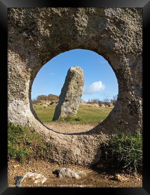 Men an Tol standing stones, Cornwall Framed Print by Photimageon UK