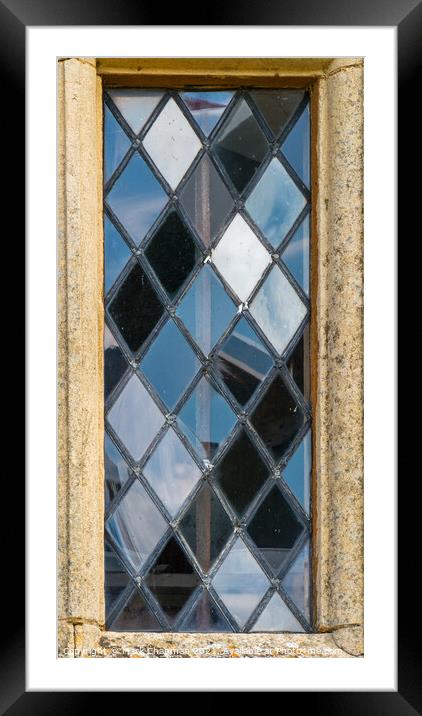 Reflections in old leaded glass window Framed Mounted Print by Photimageon UK