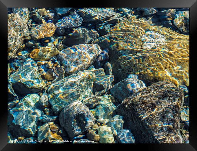 Water ripples and colourful pebbles, Isle of Skye  Framed Print by Photimageon UK