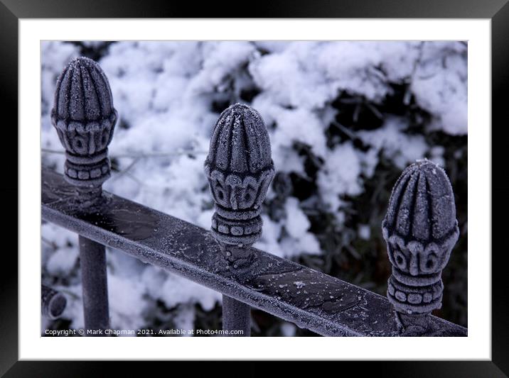 Frosty metal railings Framed Mounted Print by Photimageon UK