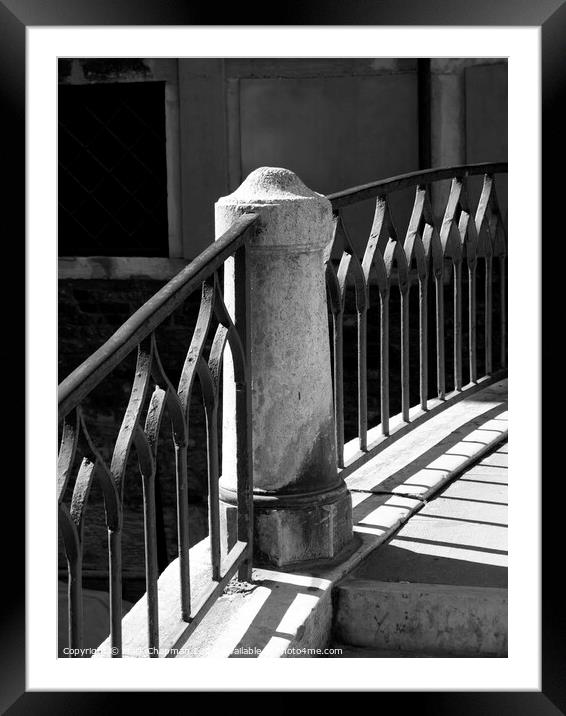 Sunlit bridge railings, Venice Framed Mounted Print by Photimageon UK